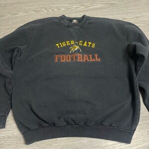 VTG Hamilton Tiger Cats Raised Spellout Sweatshirt Mens Sz M Grey CFL Football